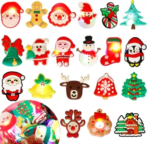 20Pcs Christmas Glow Shoe Charms for Shoes,Santa Claus Deer Snowman Christmas Tree Cartoon Shoe Charms for Teen Boys Girls Men Women Christmas Party Gift