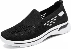 Buhelyc Women's Knitted Casual Walking Sneakers Mesh Sneakers Lightweight ＆ Breathable Slip On Casual Walking Shoes for Middle Aged ＆ Elderly People