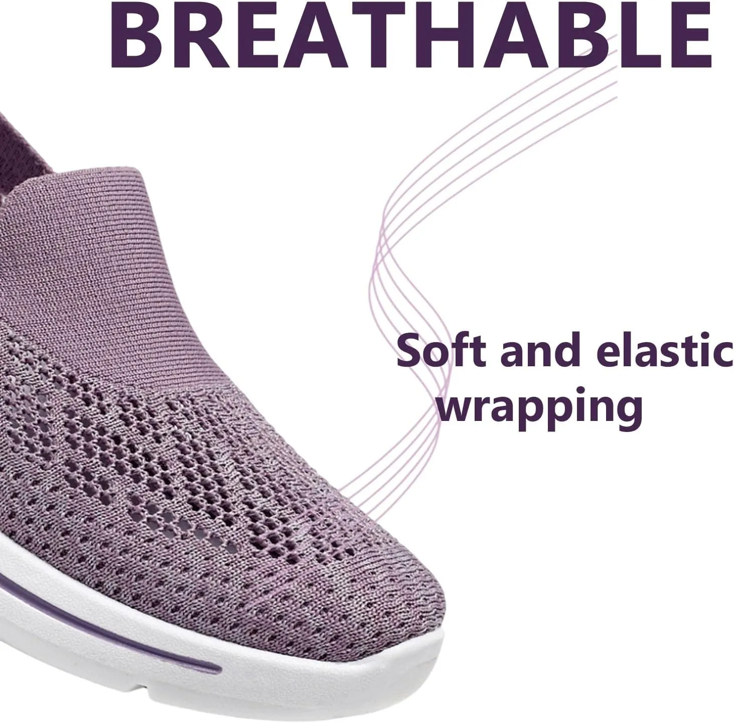 Buhelyc Women's Knitted Casual Walking Sneakers Mesh Sneakers Lightweight ＆ Breathable Slip On Casual Walking Shoes for Middle Aged ＆ Elderly People