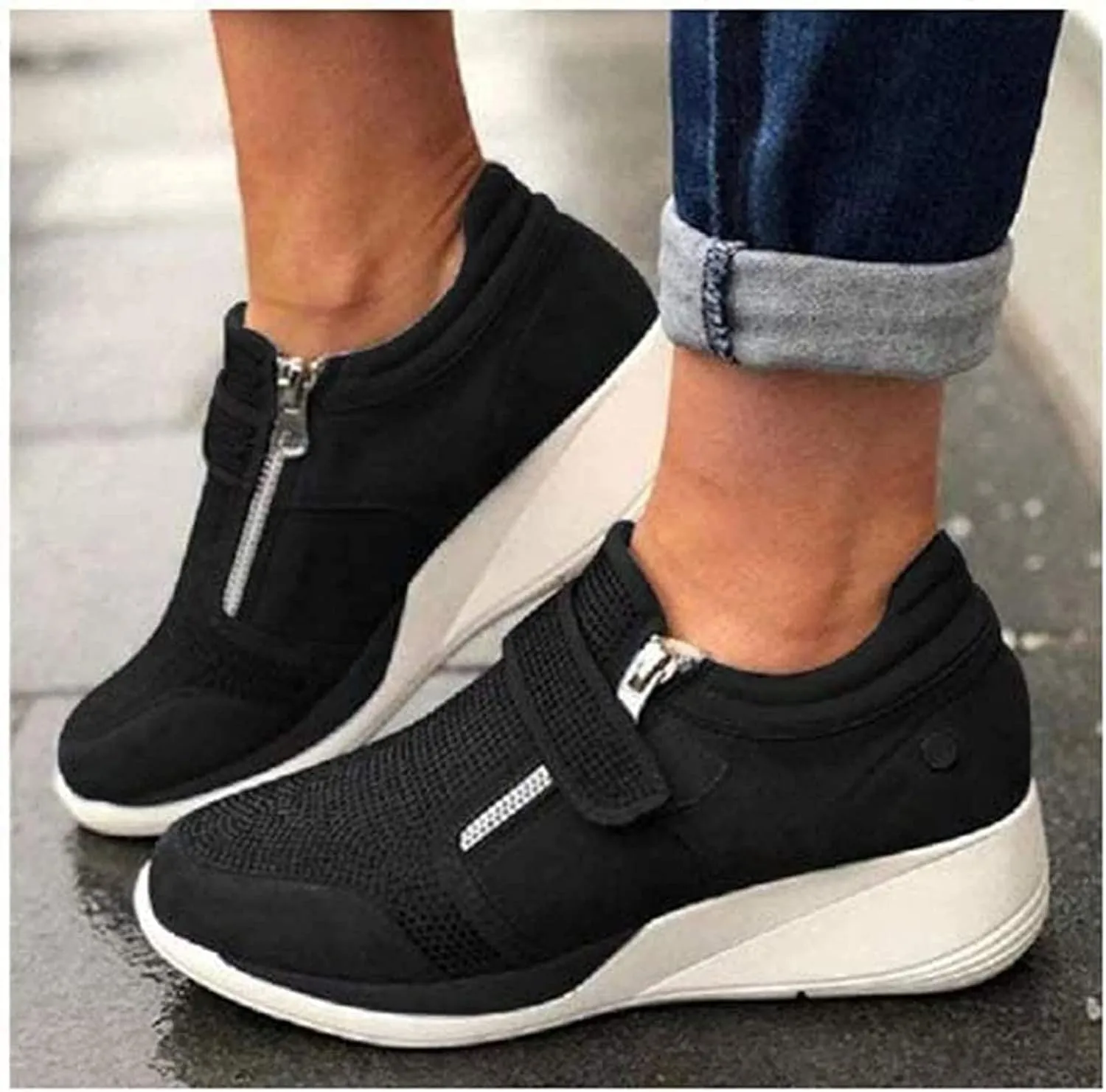 HINDOLA Women's Rhinestone Sneakers Arch Support Walking Fashion Casual Glitter Bling Shoes Wide Width Walking Shoes
