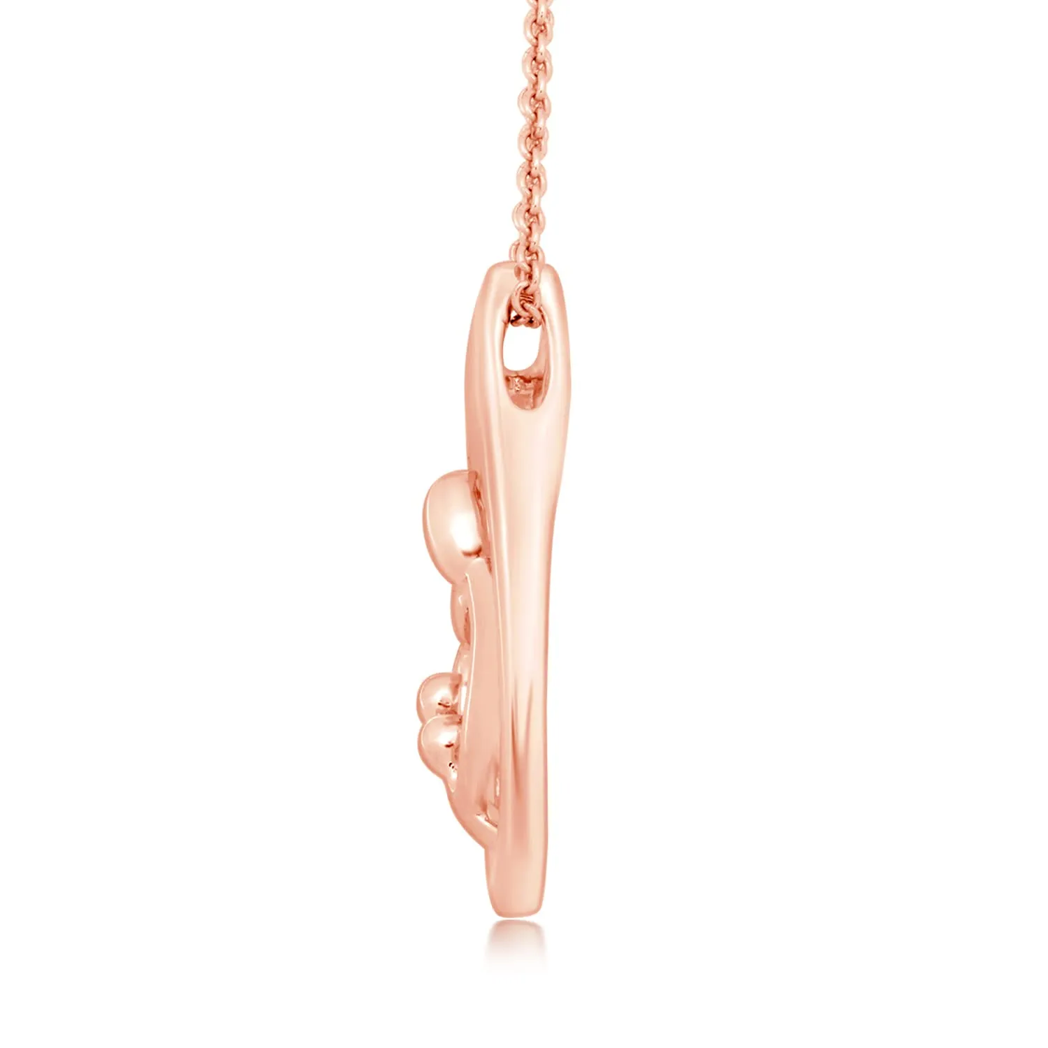 Jewelili 14K Rose Gold Over Sterling Silver With Parent and Two Children Family Teardrop Pendant Necklace
