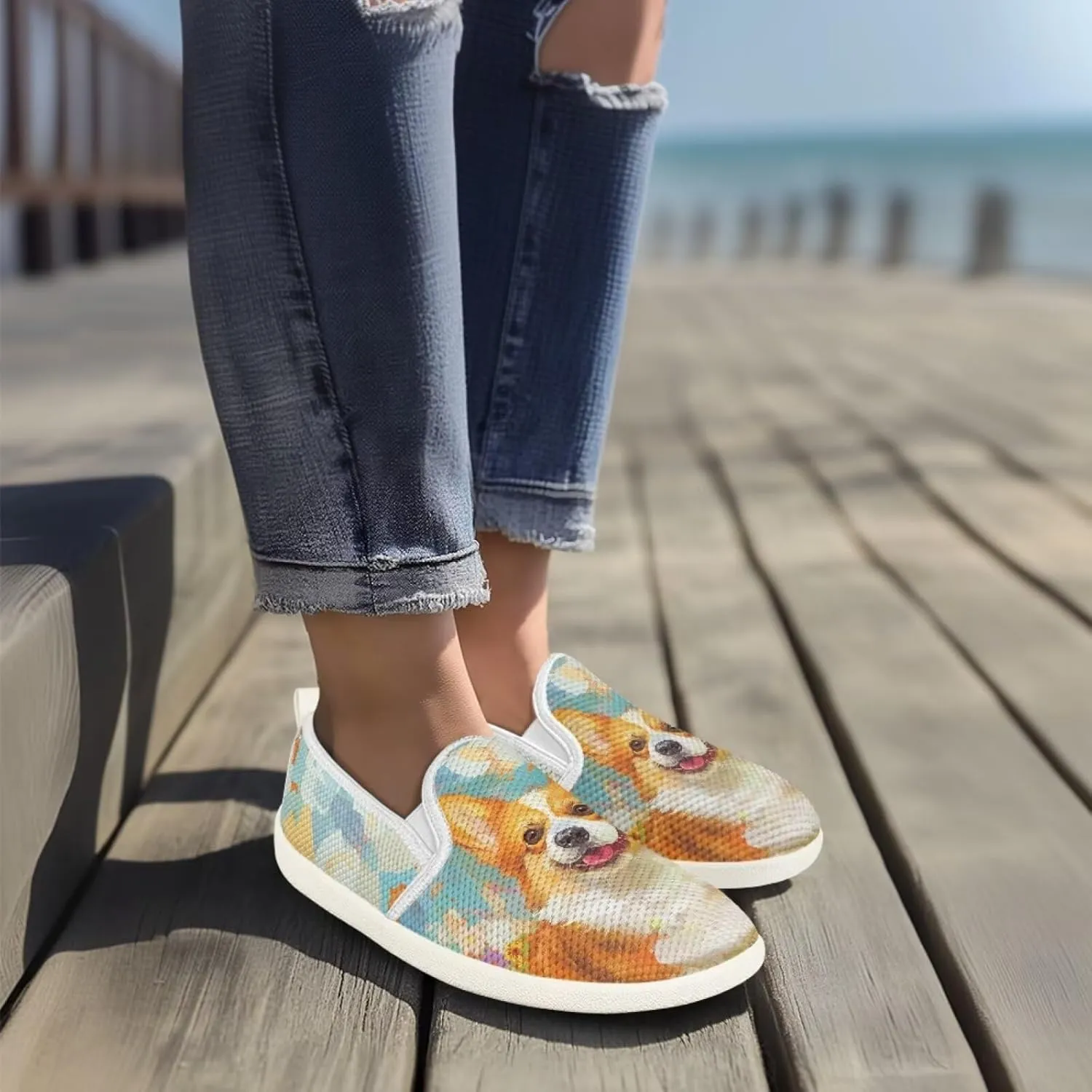 JoyLamoria Happy Puppy Family Walking Shoes Sneakers Unisex Arch Support Walking Shoe PlatformLoafers Cute Sport Shoes