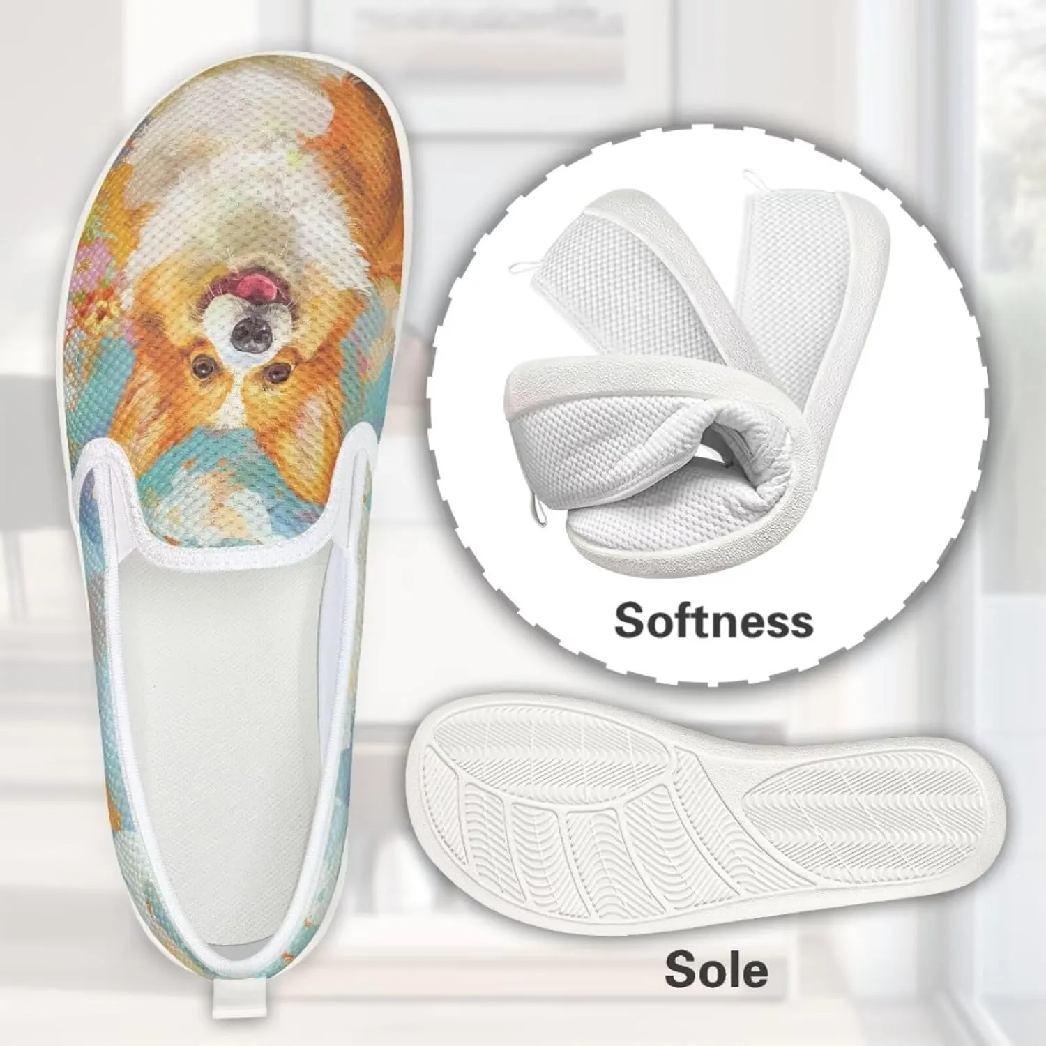 JoyLamoria Happy Puppy Family Walking Shoes Sneakers Unisex Arch Support Walking Shoe PlatformLoafers Cute Sport Shoes