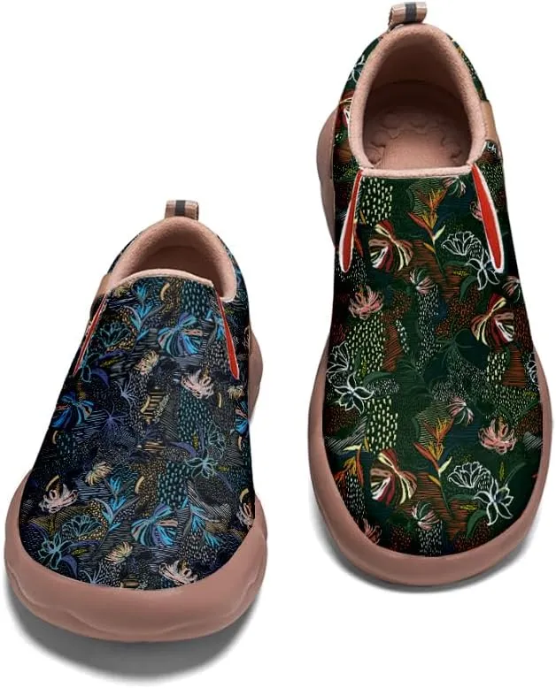 Kid's Slip-on Loafers Boys Girls Walking Shoes Fashion Casual Microfiber Leather Sneakers Patchwork Floral Plants Painted Travel Shoes