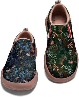 Kid's Slip-on Loafers Boys Girls Walking Shoes Fashion Casual Microfiber Leather Sneakers Patchwork Floral Plants Painted Travel Shoes