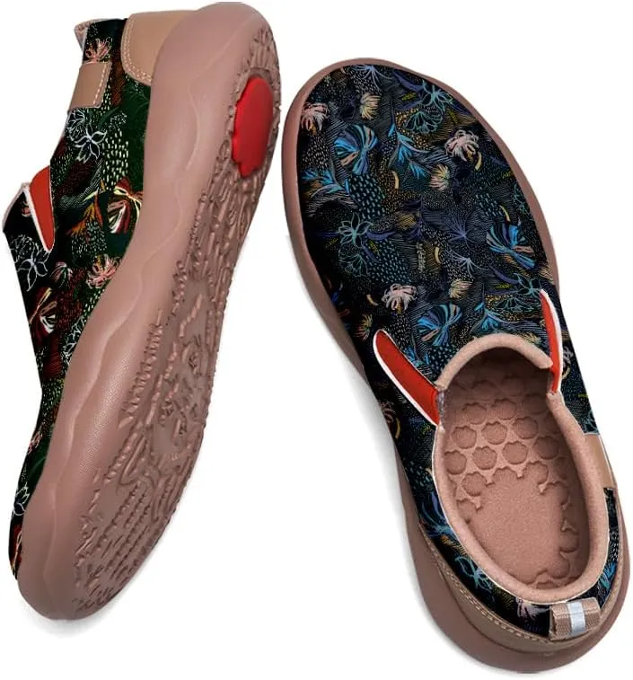 Kid's Slip-on Loafers Boys Girls Walking Shoes Fashion Casual Microfiber Leather Sneakers Patchwork Floral Plants Painted Travel Shoes