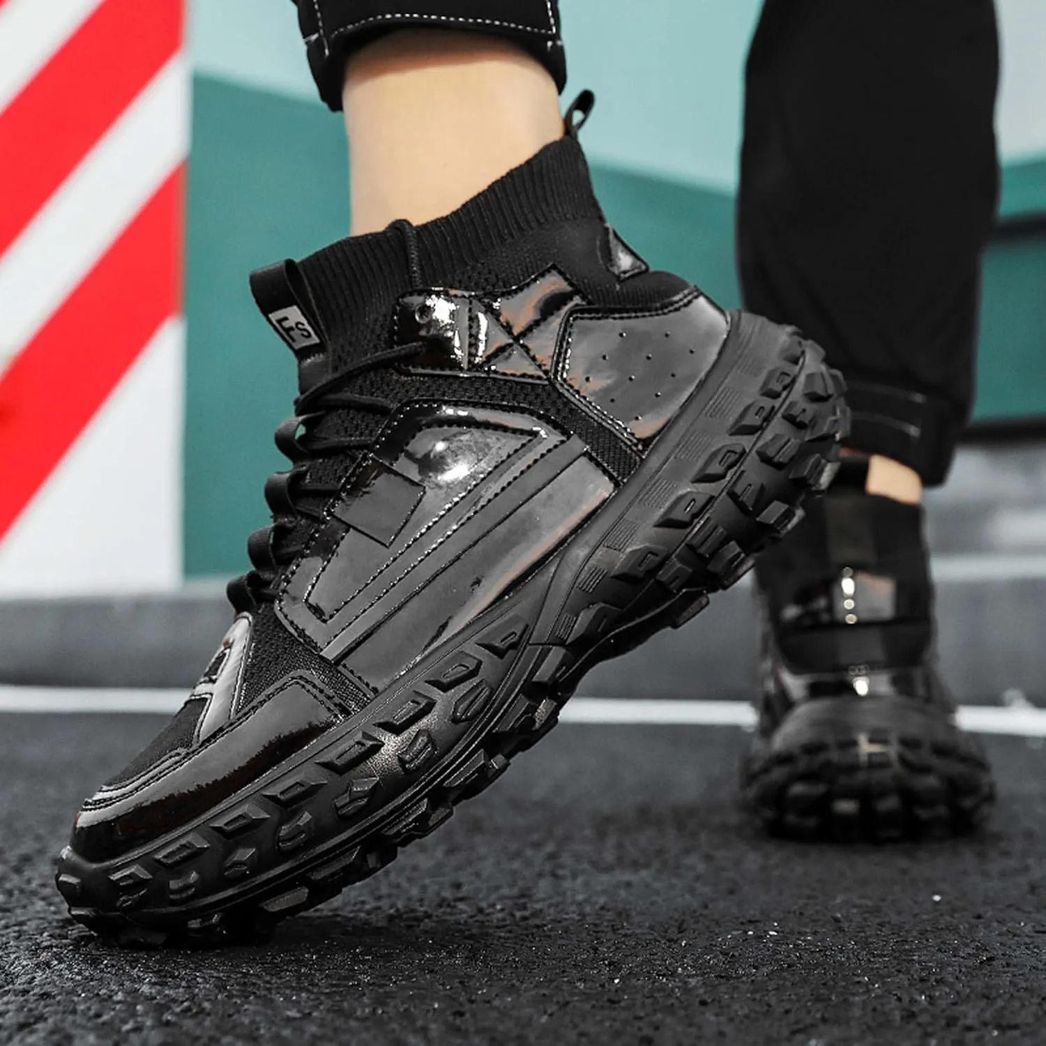 Men's Fashion Sneakers Thick Bottom Breathable Casual Walking Walking Shoes High Top Athletic Trainers Mesh Height Increasing Outdoor Hiking Travel Shoes