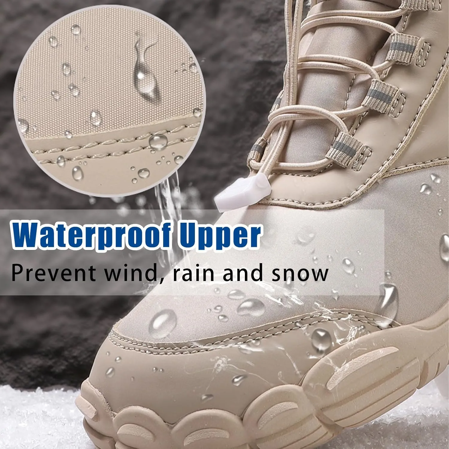Men's Women's Winter Barefoot Hiking Boots, Slip On Warm Zero Drop Snow Boots, Wide Toe Box Booties, Waterproof Shoes Sneakers Hike Shoes for Hiking Walking Outdoor Unisex