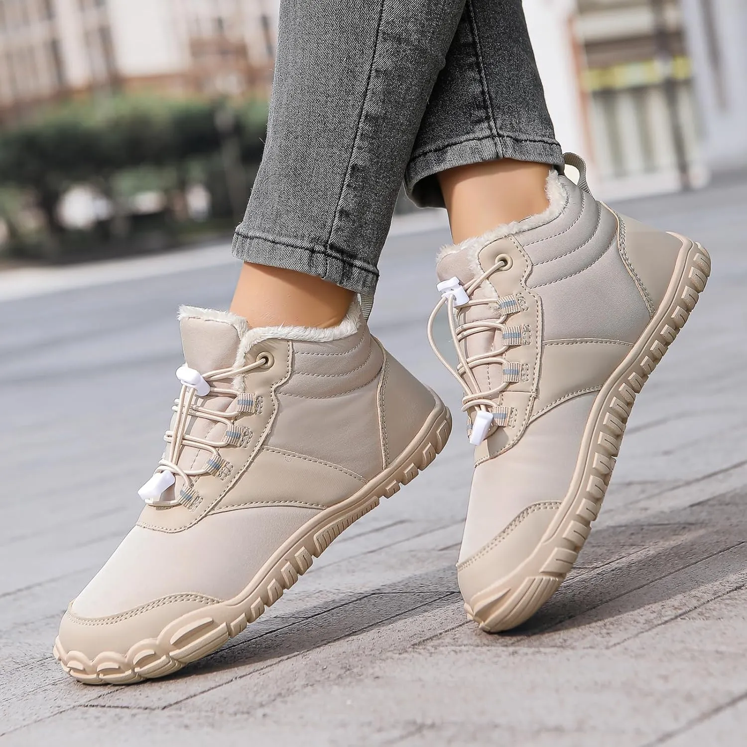 Men's Women's Winter Barefoot Hiking Boots, Slip On Warm Zero Drop Snow Boots, Wide Toe Box Booties, Waterproof Shoes Sneakers Hike Shoes for Hiking Walking Outdoor Unisex