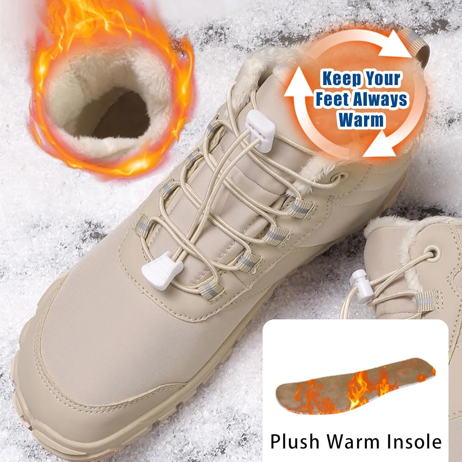 Men's Women's Winter Barefoot Hiking Boots, Slip On Warm Zero Drop Snow Boots, Wide Toe Box Booties, Waterproof Shoes Sneakers Hike Shoes for Hiking Walking Outdoor Unisex
