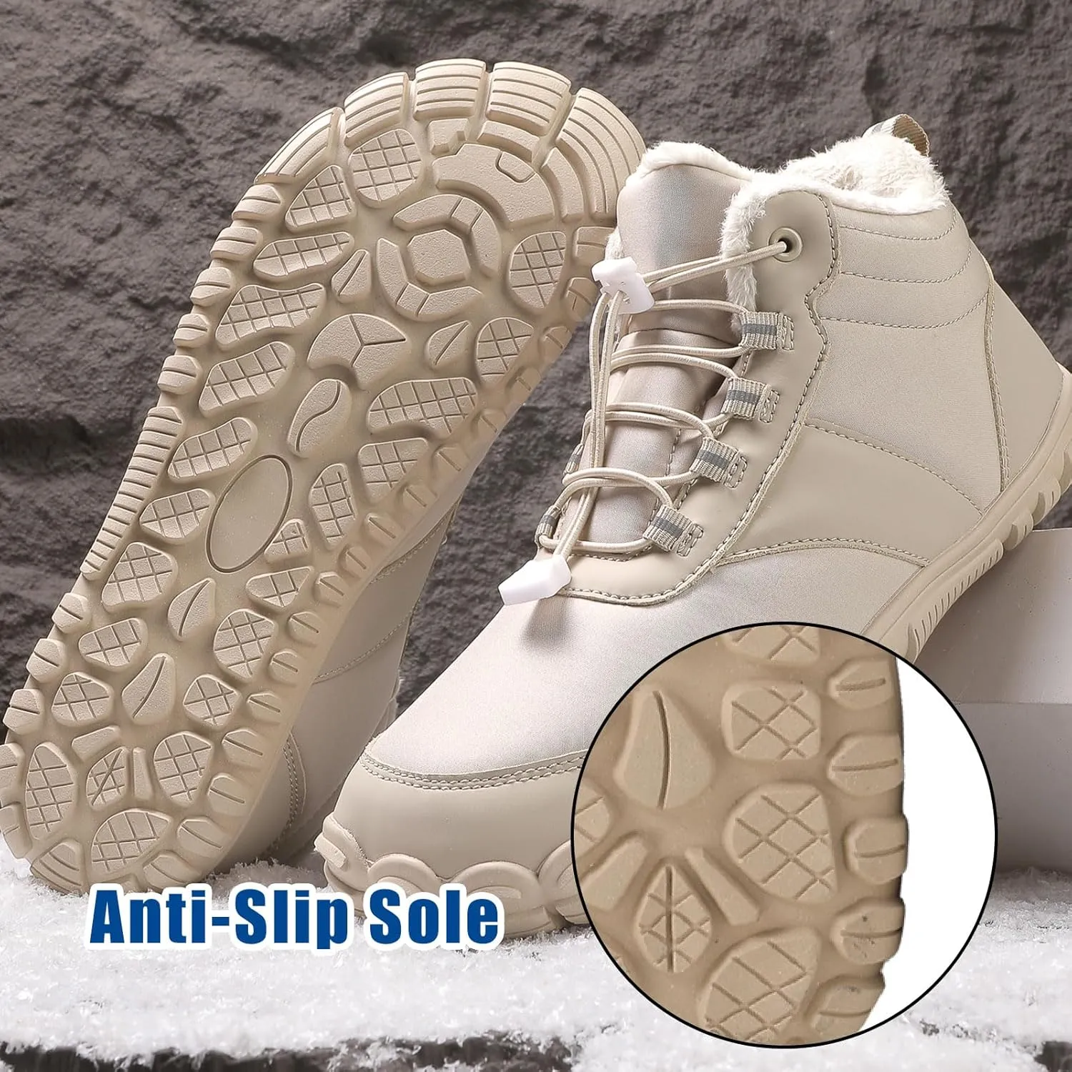 Men's Women's Winter Barefoot Hiking Boots, Slip On Warm Zero Drop Snow Boots, Wide Toe Box Booties, Waterproof Shoes Sneakers Hike Shoes for Hiking Walking Outdoor Unisex