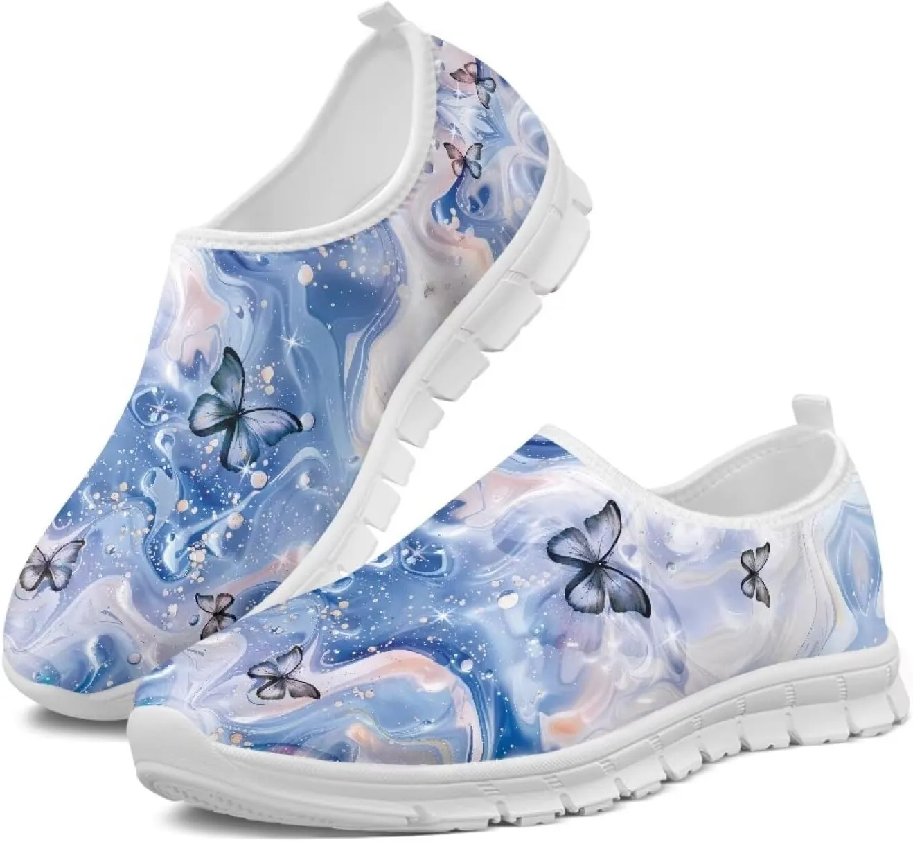 Women Sports Air Running Sneakers Lightweight Slide-in Casual Walking Shoes（White Sole）